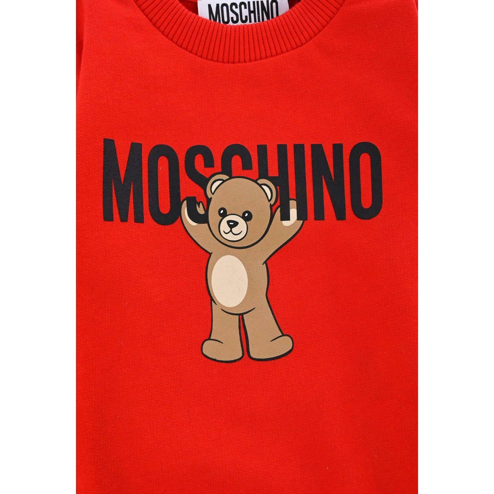 Moschino Felpa Chiusa Girocollo tinta unita con Stampa Rosso per Neonato MNF060O ROSSO MOSCHINO 