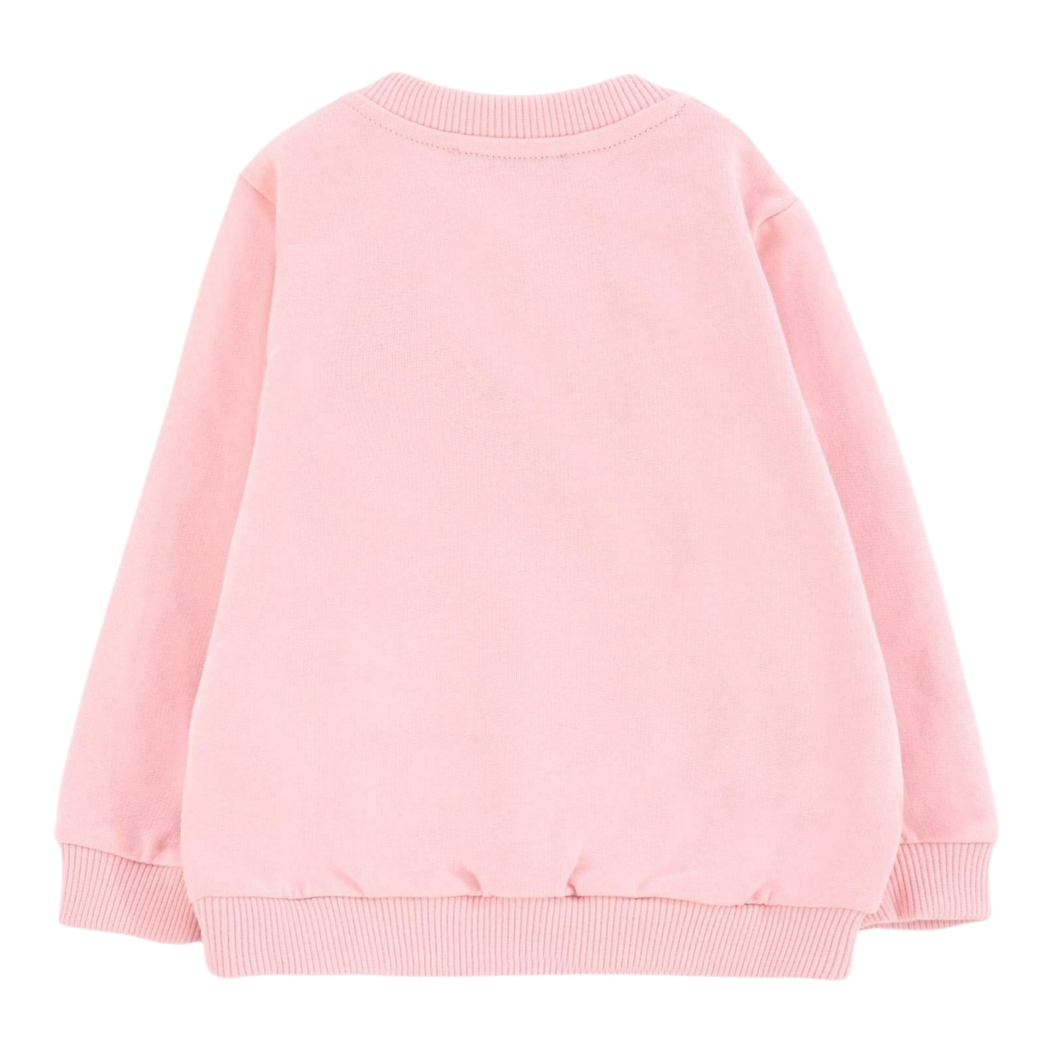 Moschino Felpa Chiusa Girocollo tinta unita con Stampa Rosa per Neonata MNF060X ROSA MOSCHINO 