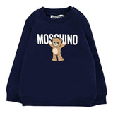 Moschino Felpa Chiusa Girocollo tinta unita con Stampa Blu per Neonato MNF060XXXXX BLU MOSCHINO 