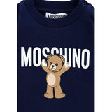 Moschino Felpa Chiusa Girocollo tinta unita con Stampa Blu per Neonato MNF060XXXXX BLU MOSCHINO 