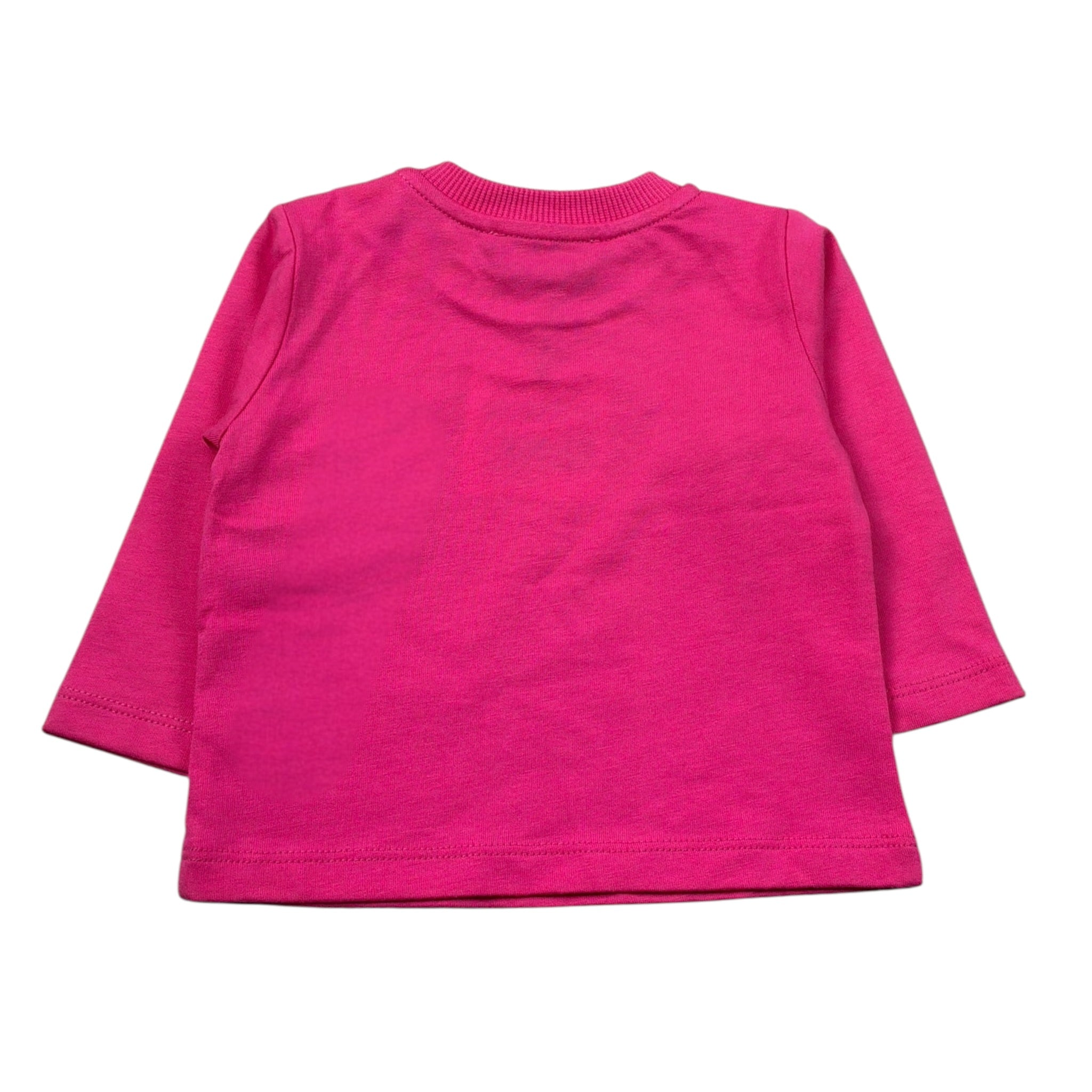 Moschino Shirt Girocollo tinta unita con Stampa Fuxia per Neonata MNO014 FUXIA MOSCHINO 