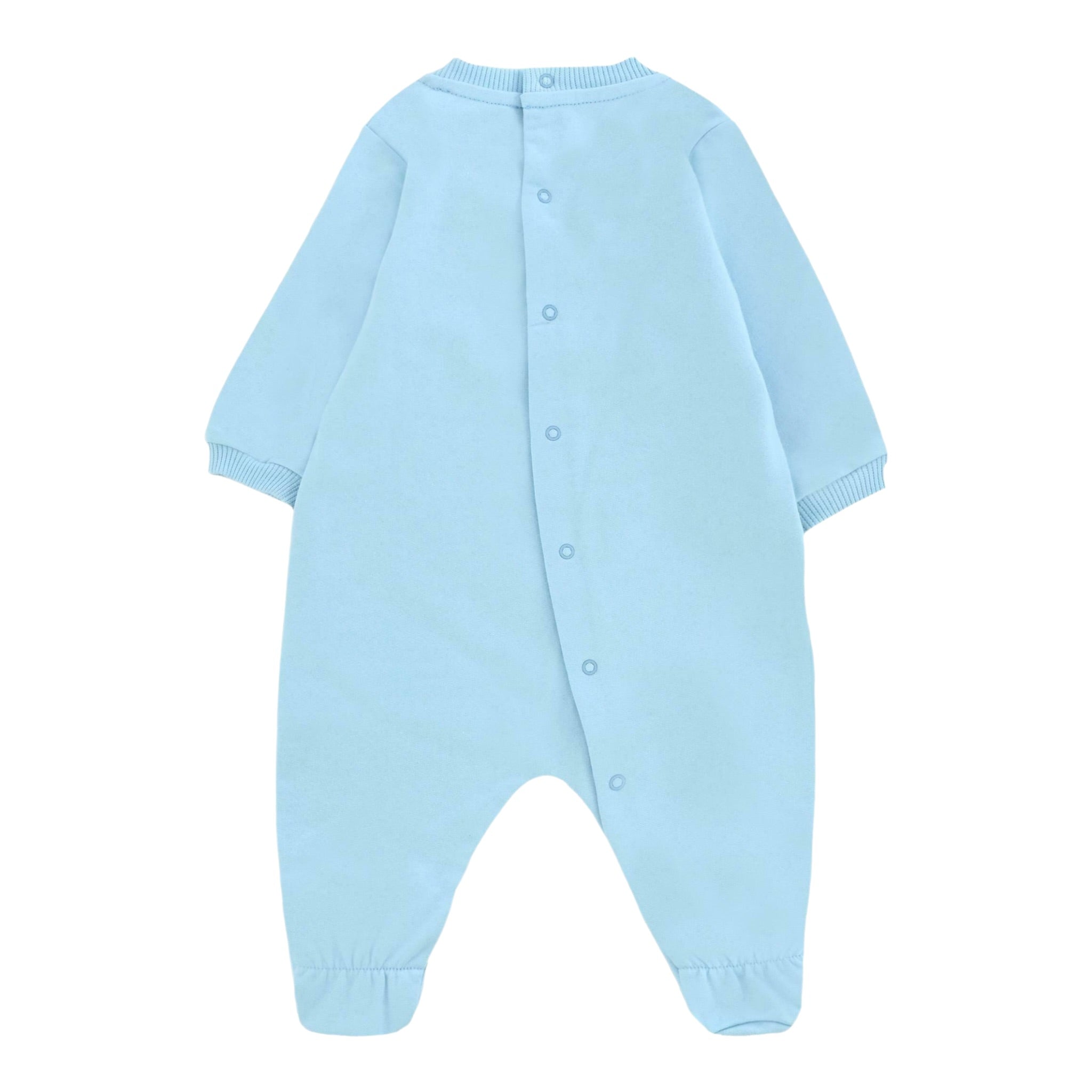 Moschino Tutina Manica Lunga tinta unita con Logo Azzurro per Neonato MNY05L AZZURRO MOSCHINO 