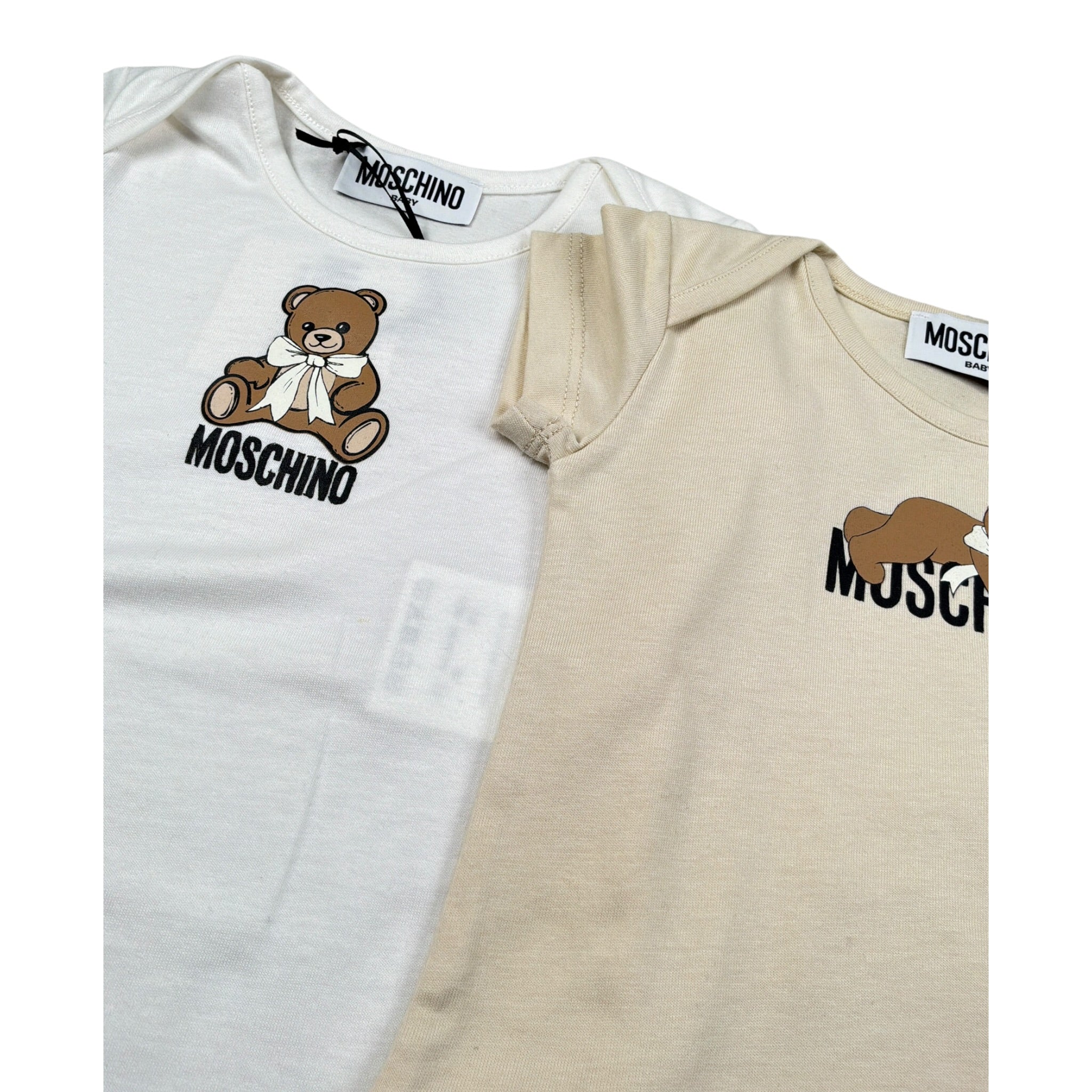 Moschino Set Body Mezza Manica Bicolore Bianco/Beige per Neonato MNY08D BIANCO/BEIGE MOSCHINO 