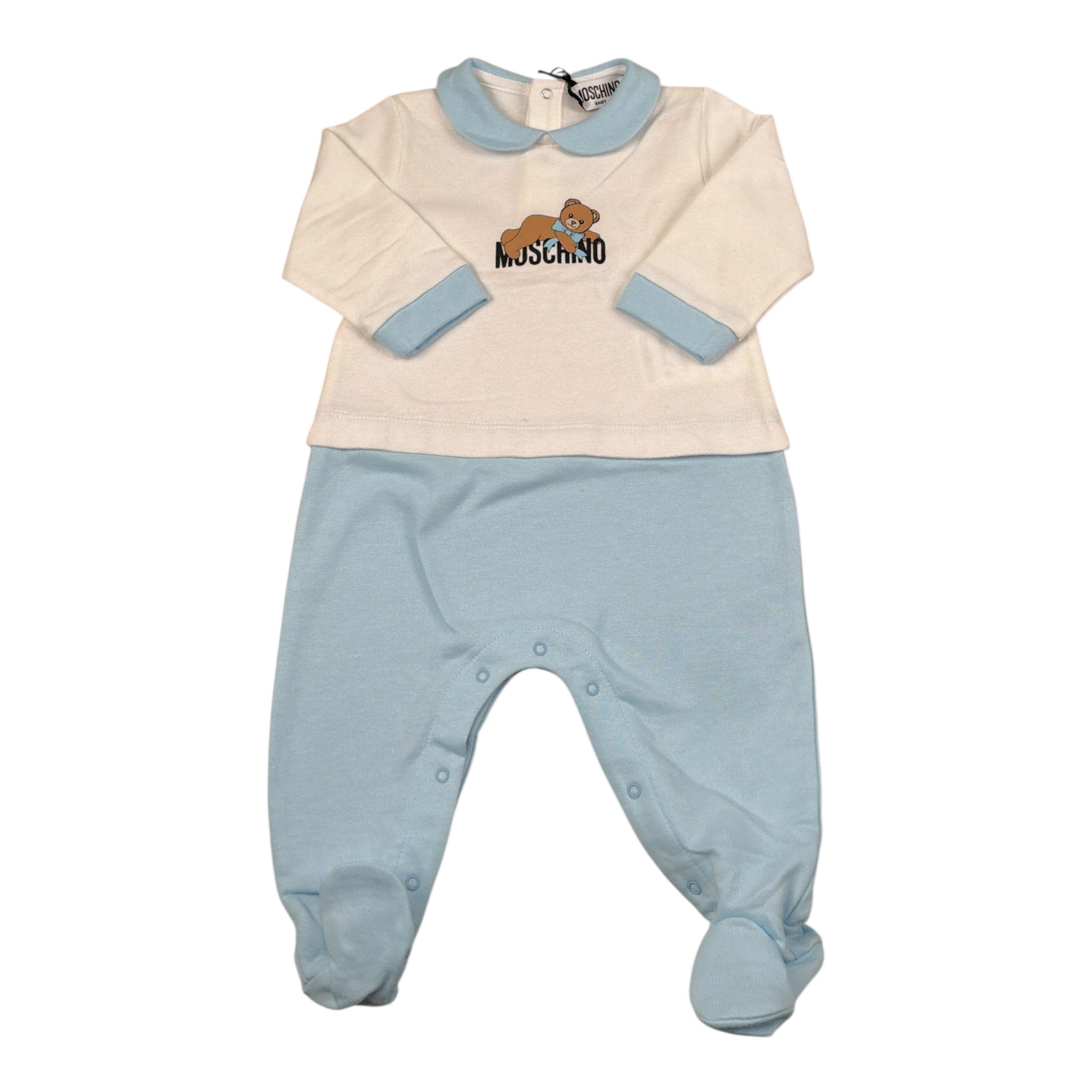 Moschino Tutina Bicolore con Stampa Bianco/Azzurro per Neonato MP0Y06Z BIANCO/AZZURRO MOSCHINO 
