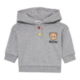 Moschino Felpa Chiusa Tinta Nita con Cappuccio E Logo Grigio per Neonato MUF05Z GRIGIO MOSCHINO 