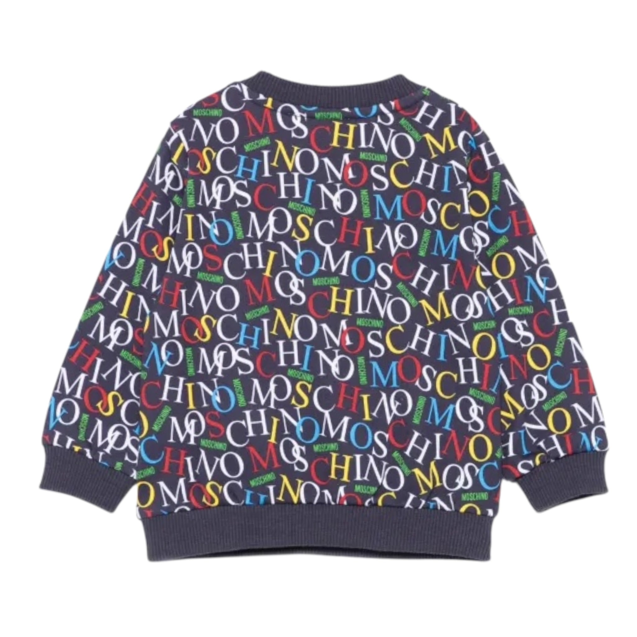 Moschino Felpa Chiusa Girocollo tinta unita con Stampe Blu per Neonato MUF060 BLU MOSCHINO 