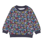 Moschino Felpa Chiusa Girocollo tinta unita con Stampe Blu per Bambino MUF060J BLU MOSCHINO 