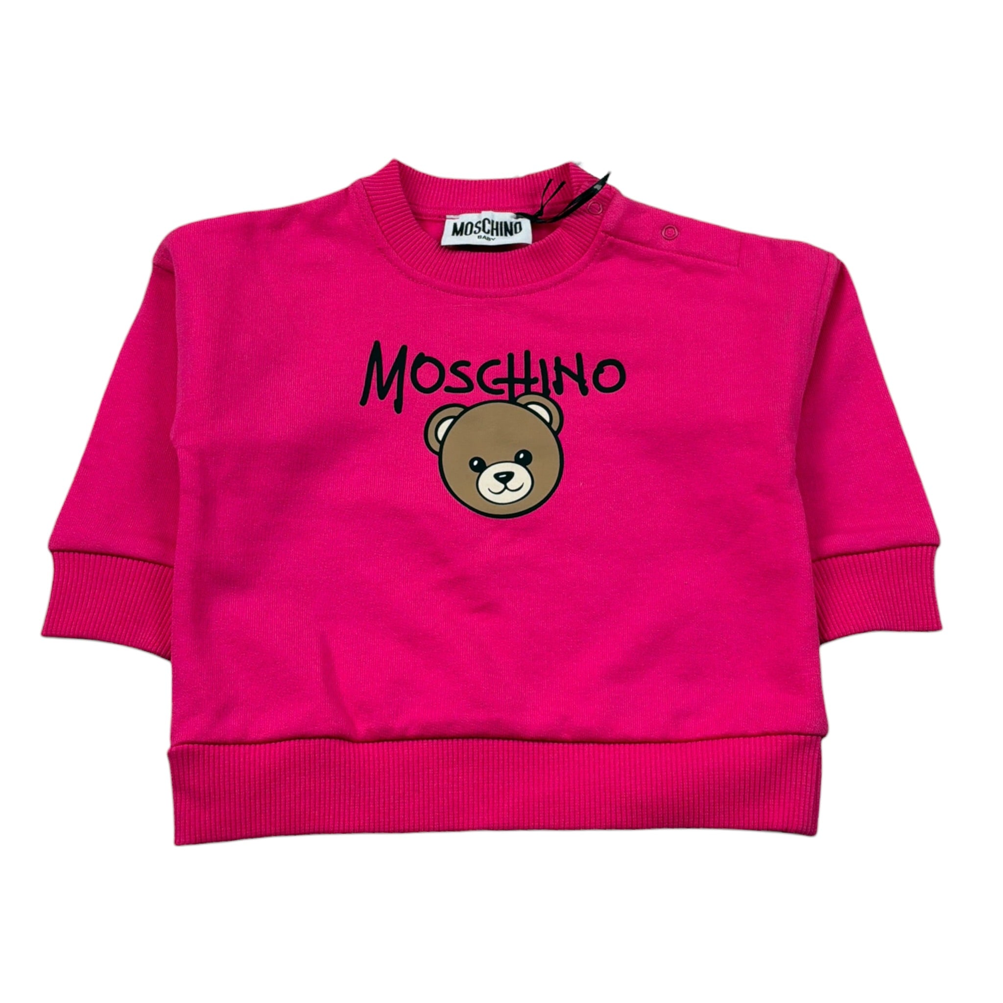 Moschino Felpa Chiusa Girocollo tinta unita Fuxia per Neonata MUF06H FUXIA MOSCHINO 