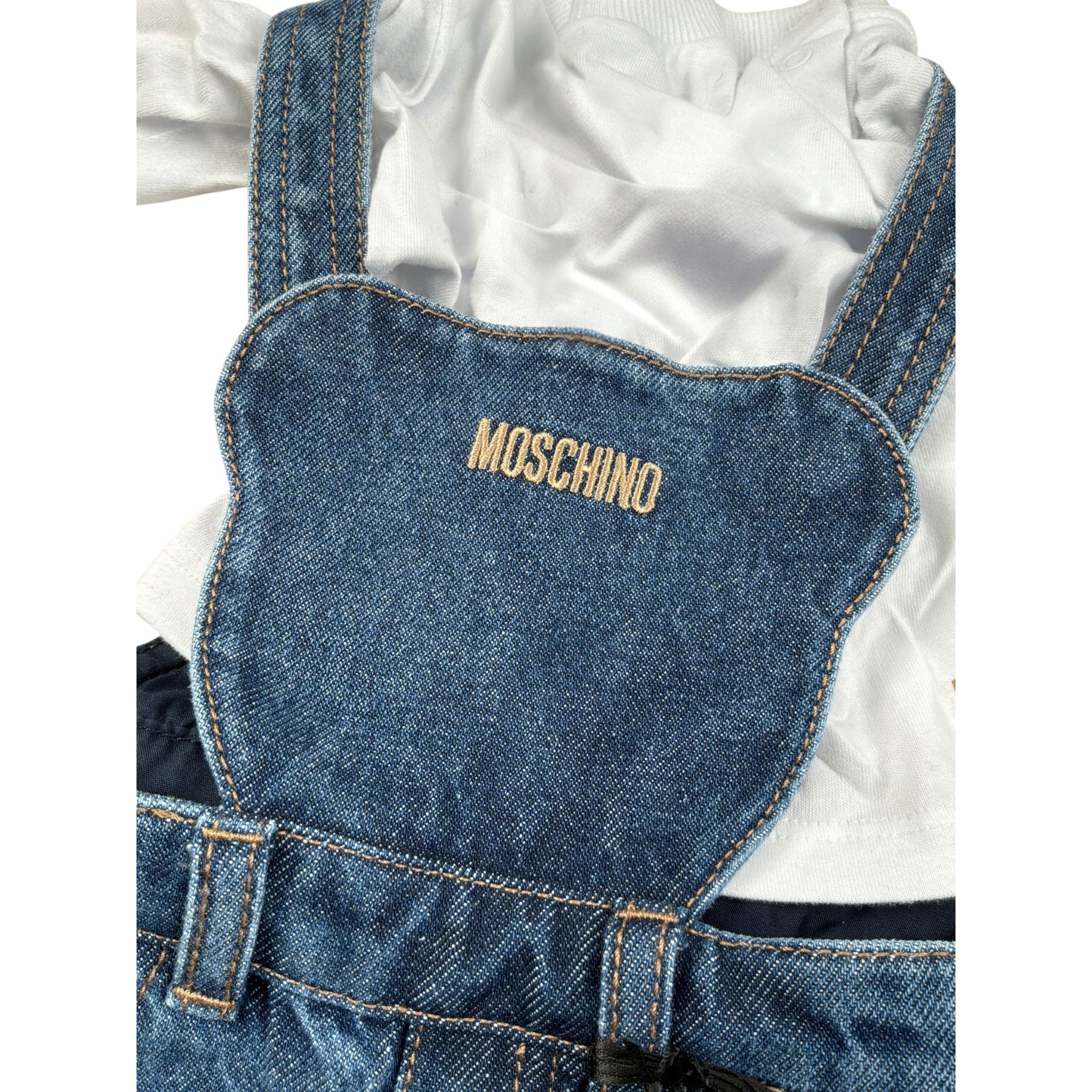 Moschino Completo 2 Shirt-Salopette Blu per Neonato MUK059 BLU MOSCHINO 
