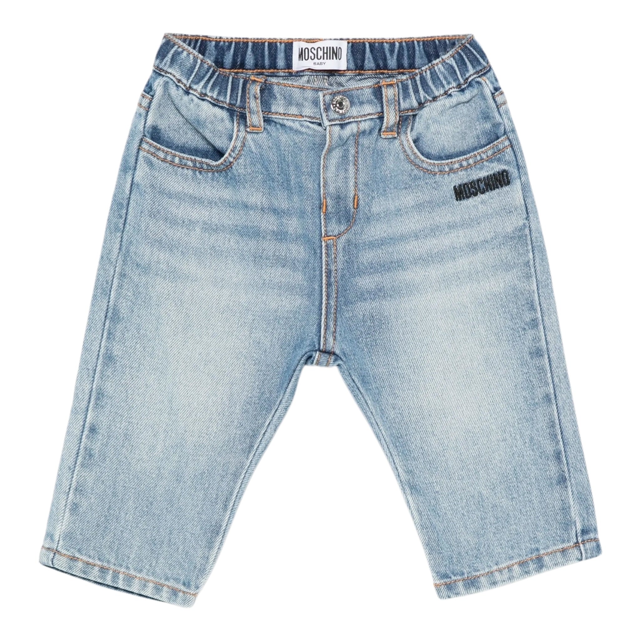 Moschino Jeans tinta unita con Elastico In Vita Azzurro per Neonato MUP05H AZZURRO MOSCHINO 