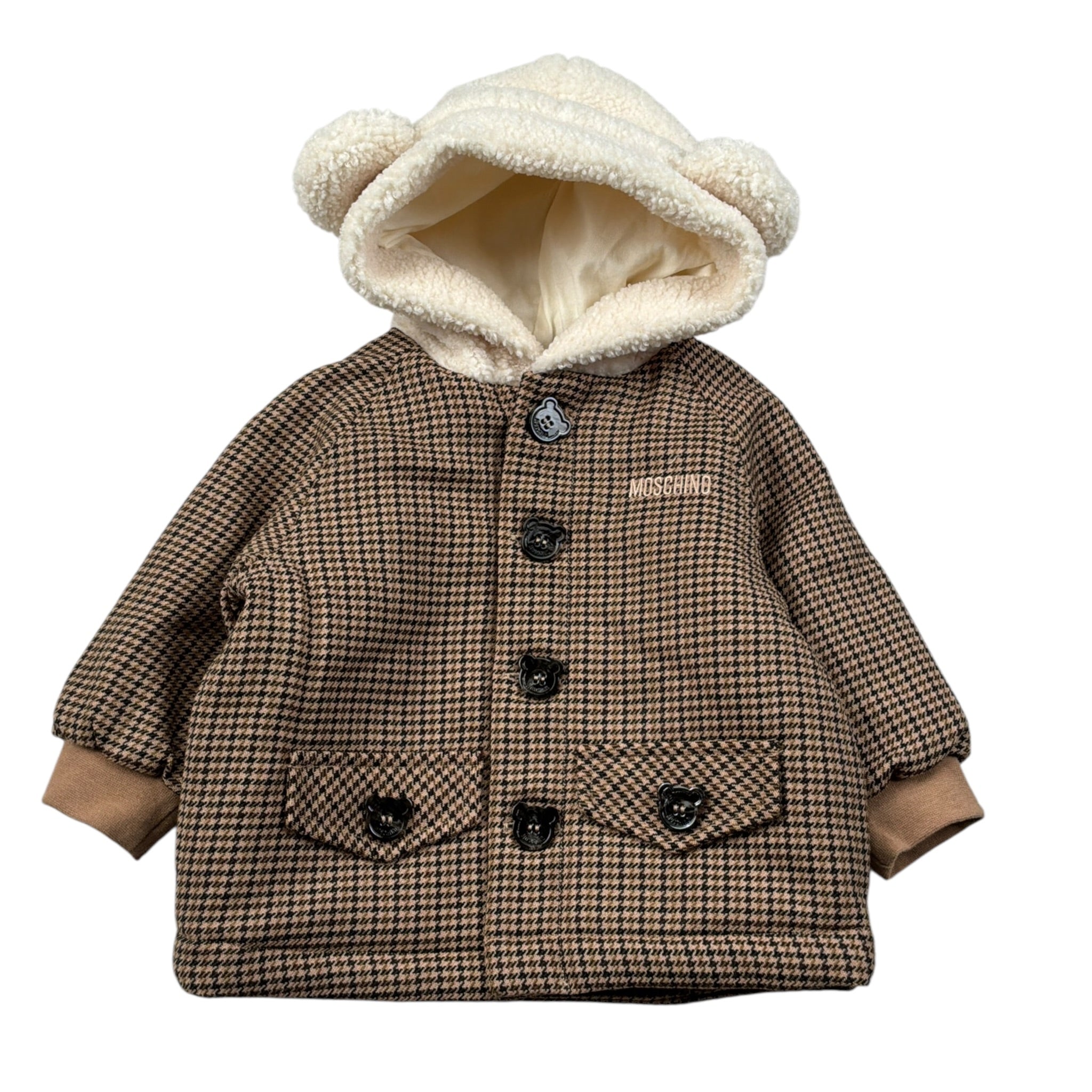 Moschino Cappotto Stampa Fantasia con Cappuccio Marrone per Neonato MUS037 MARRONE MOSCHINO 