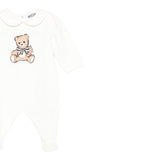 Moschino Tutina Manica Lunga tinta unita con Logo Bianco per Neonato MUT04I BIANCO MOSCHINO 