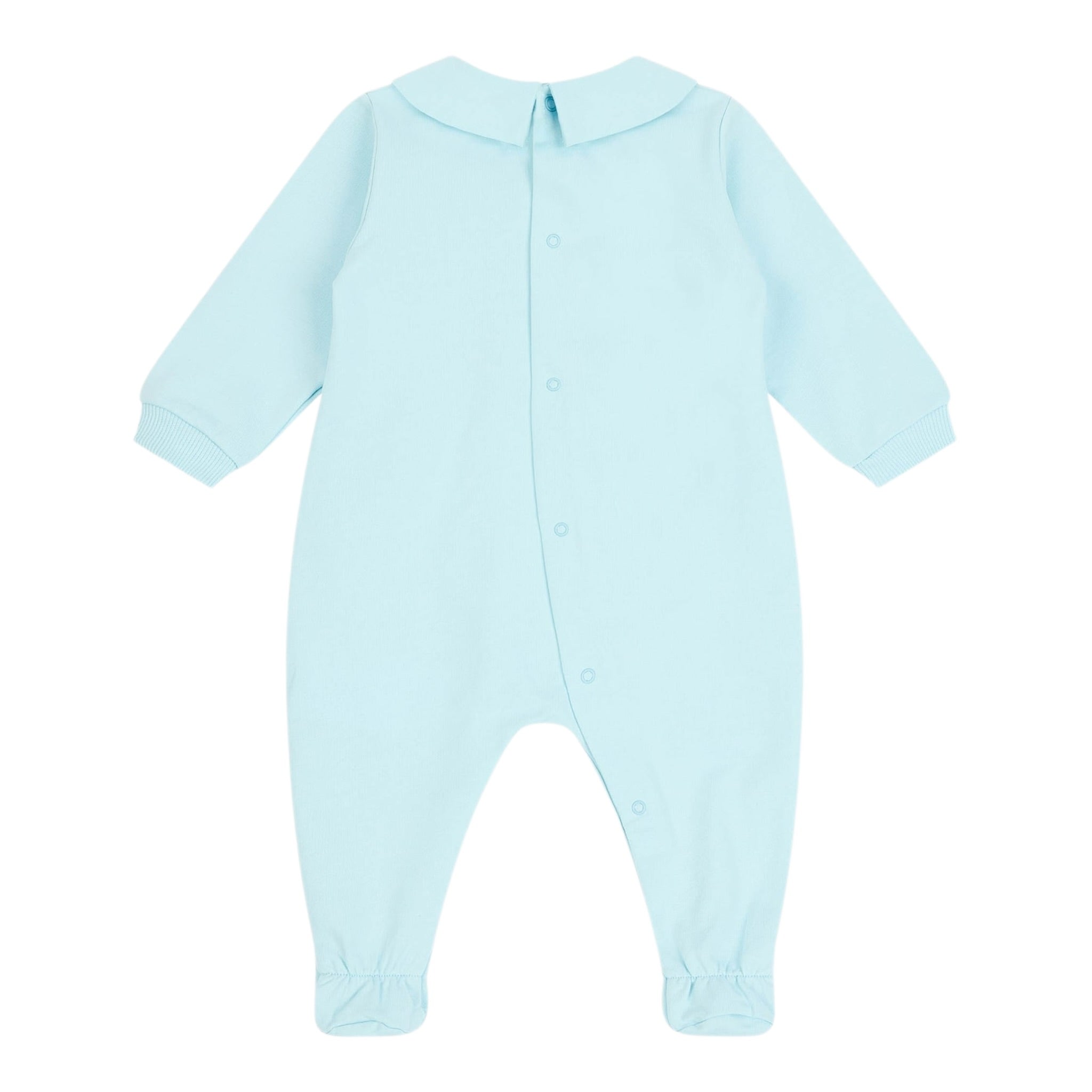 Moschino Tutina Manica Lunga tinta unita con Logo Azzurro per Neonato MUY08JX AZZURRO MOSCHINO 