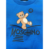 Moschino Felpa Chiusa Girocollo tinta unita con Stampa Blu per Neonato MVF060 BLU MOSCHINO 
