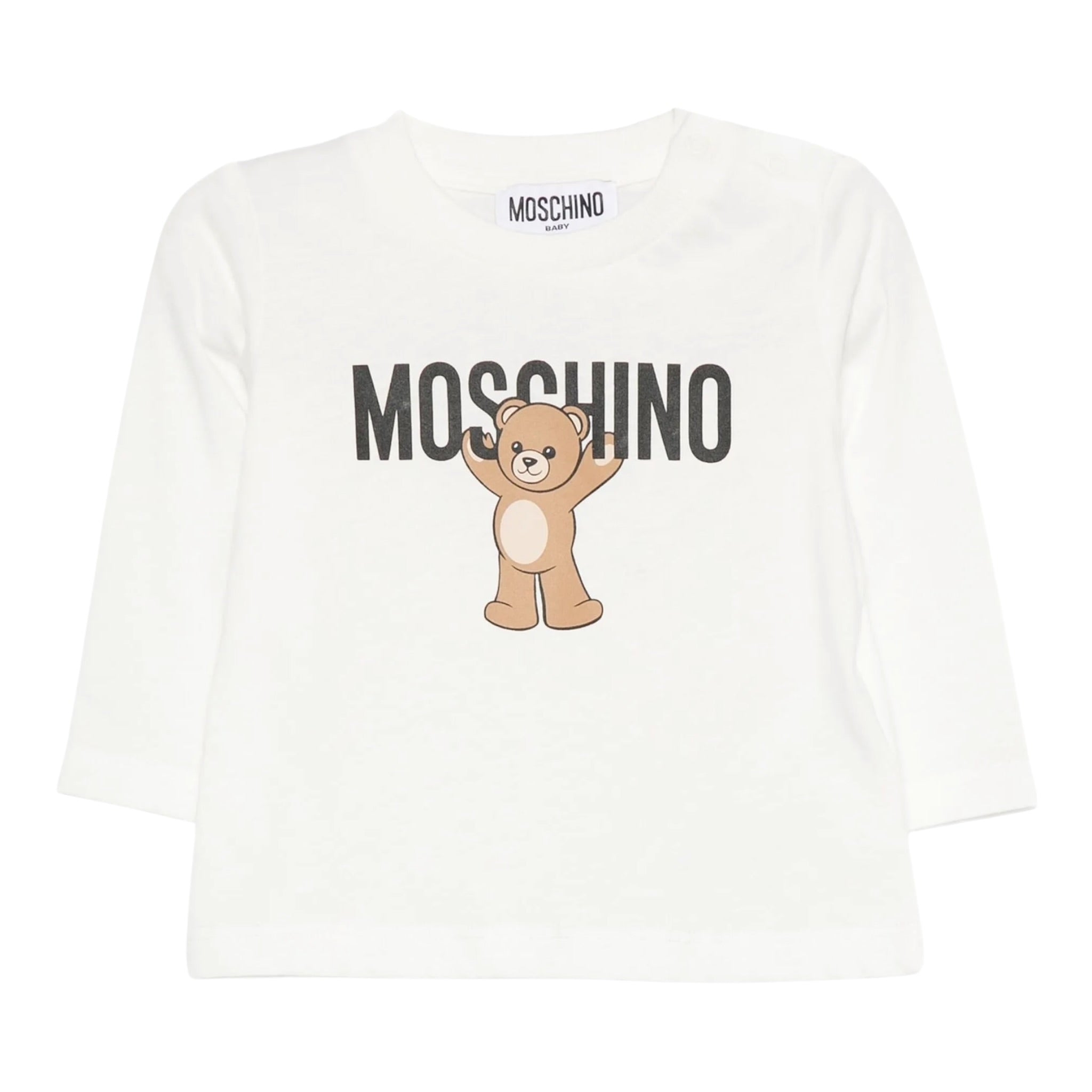 Moschino Shirt Girocollo tinta unita con Stampa Bianco per Neonato MZO000R BIANCO MOSCHINO 