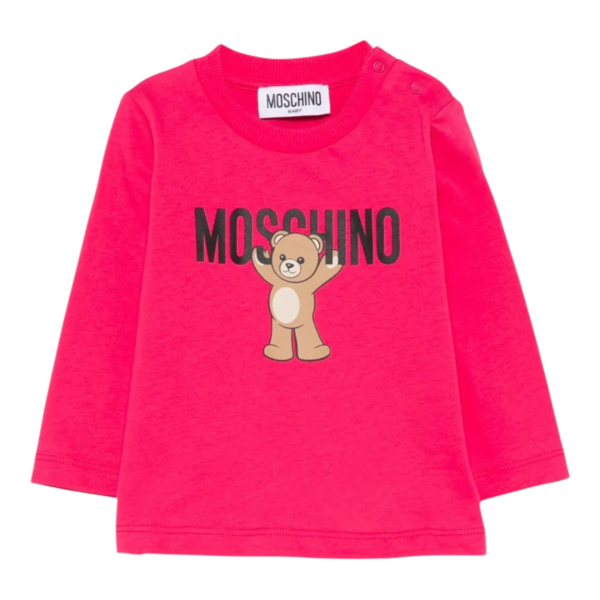 Moschino Shirt Girocollo tinta unita con Stampa Fuxia per Neonata MZO00RA FUXIA MOSCHINO 