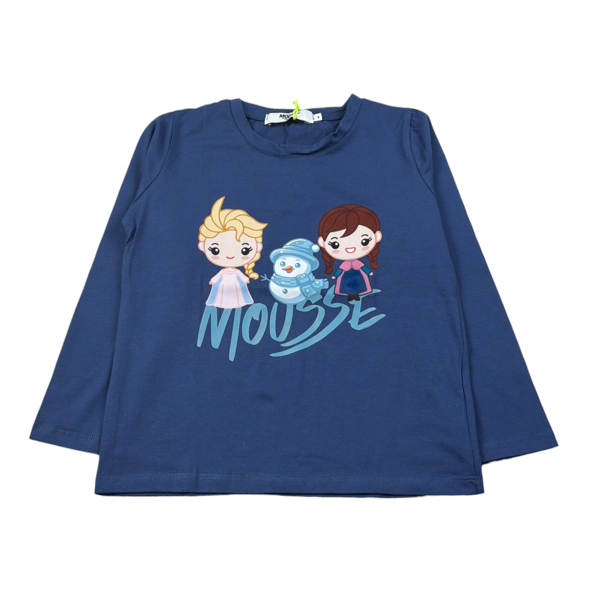 Mousse Shirt Girocollo tinta unita con Frozen Blu per Bambina SISTERICEJ BLU MOUSSE 