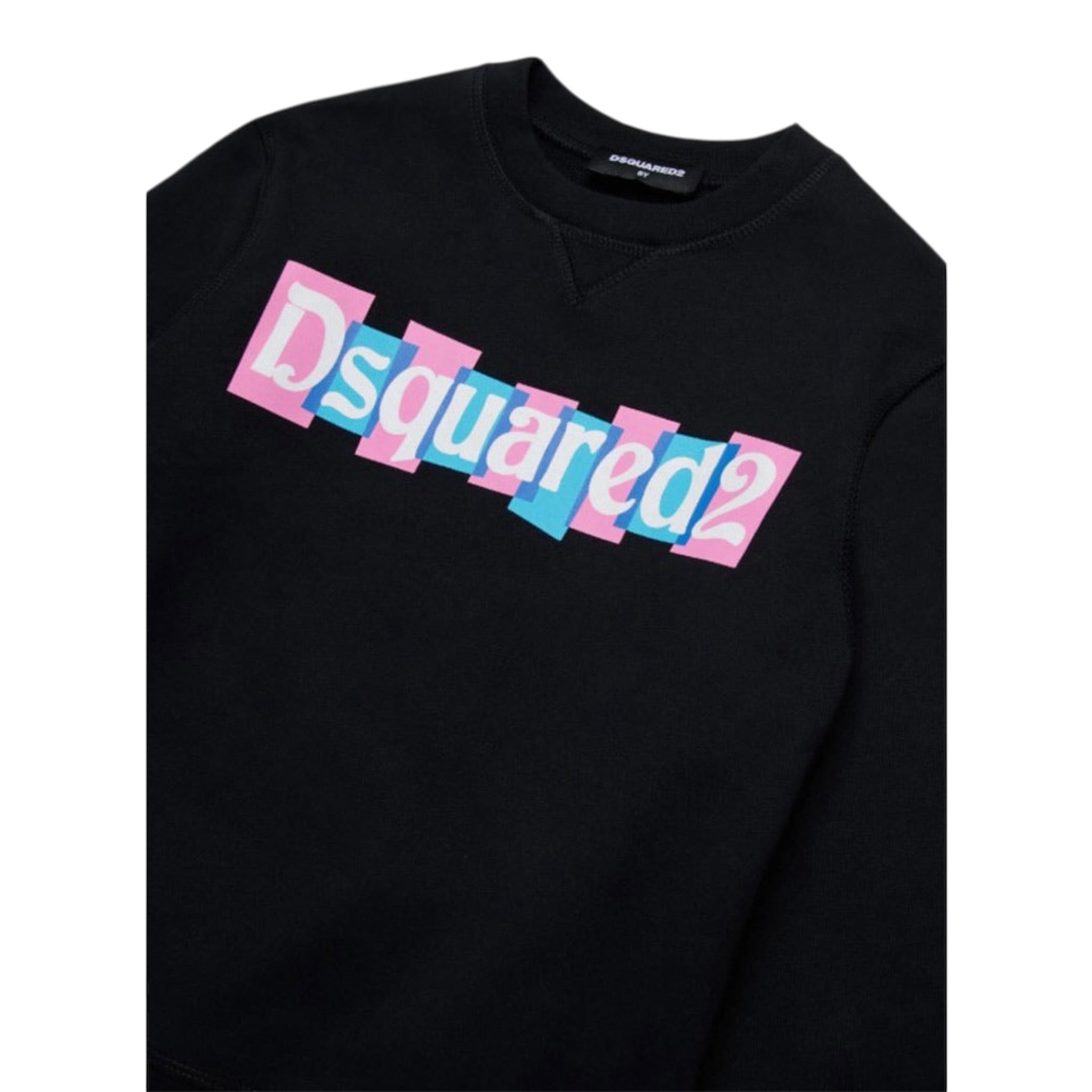 Msgm Felpa tinta unita Girocollo con Stampa Nero per Bambina DQ2477 NERO MSGM 