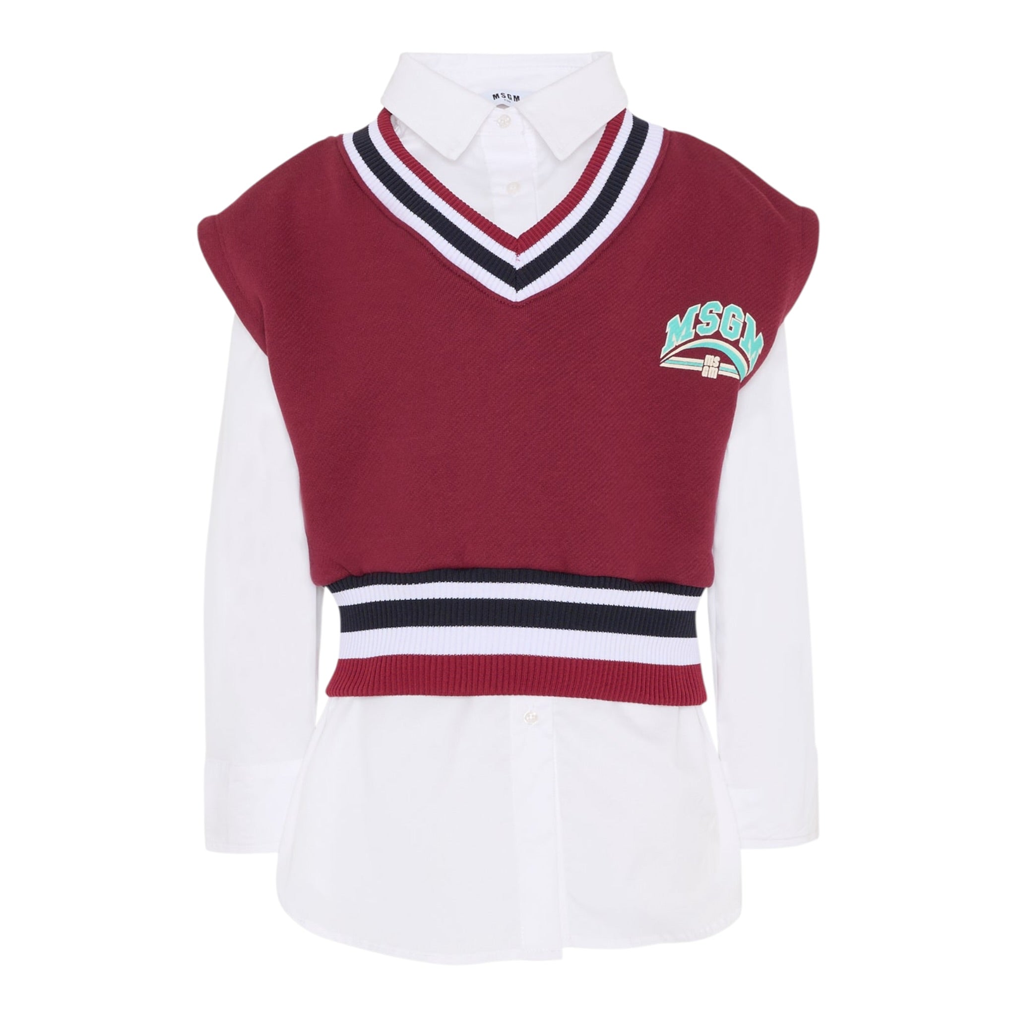 Msgm Camicia con Gilet Incorporato Bicolore Vinaccia per Bambina F5MSJGDR117X VINACCIA MSGM 