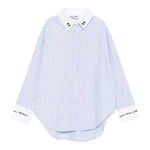 Msgm Camicia tinta unita con Fantasia A Righe Azzurro per Bambina F5MSJGSI115 AZZURRO MSGM 