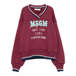 Msgm Felpa tinta unita con Scollo A V E Stampa Bordeaux per Bambina F5MSJGSW124X BORDEAUX MSGM 