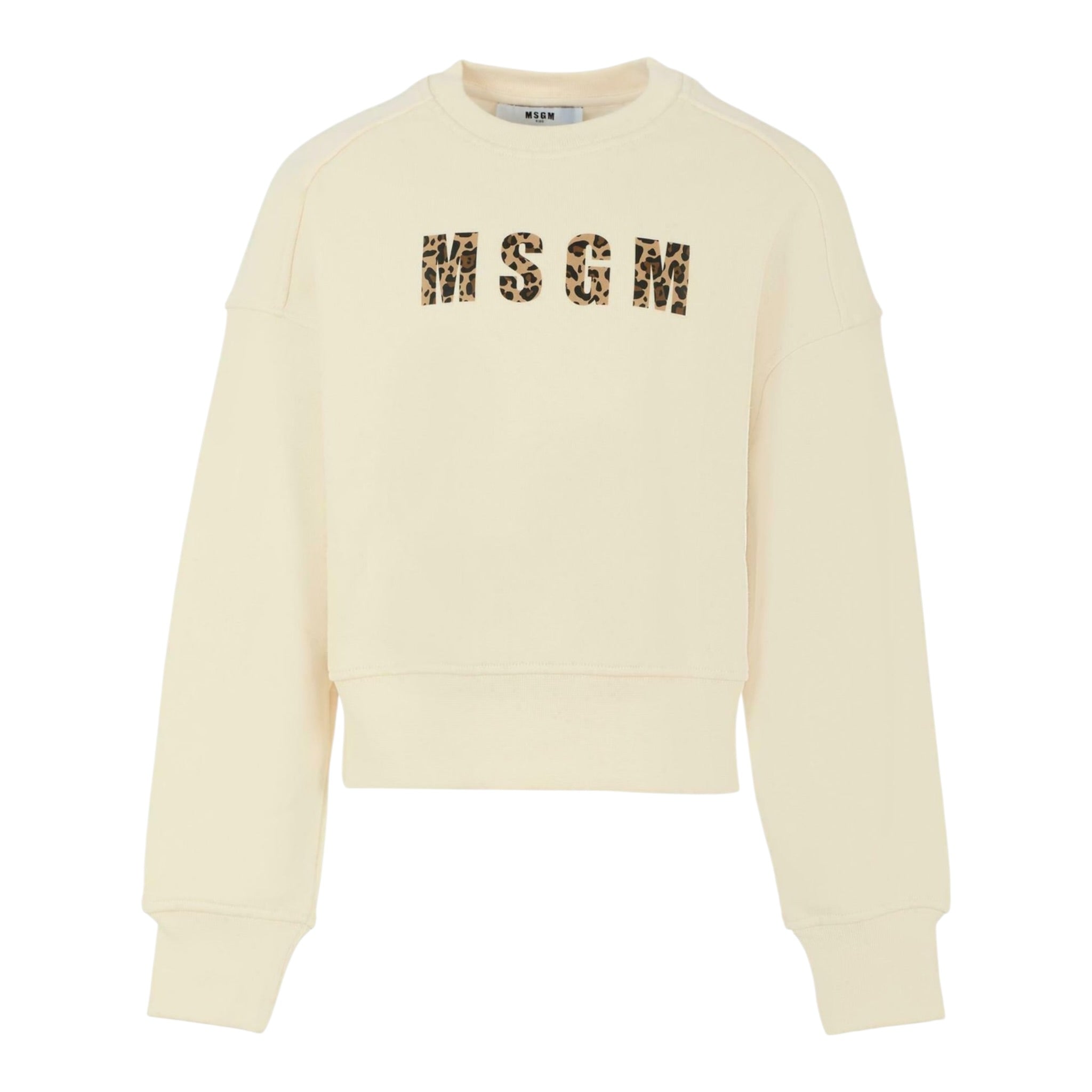 Msgm Felpa tinta unita Girocollo con Logo Panna per Bambina F5MSJGSW145 PANNA MSGM 