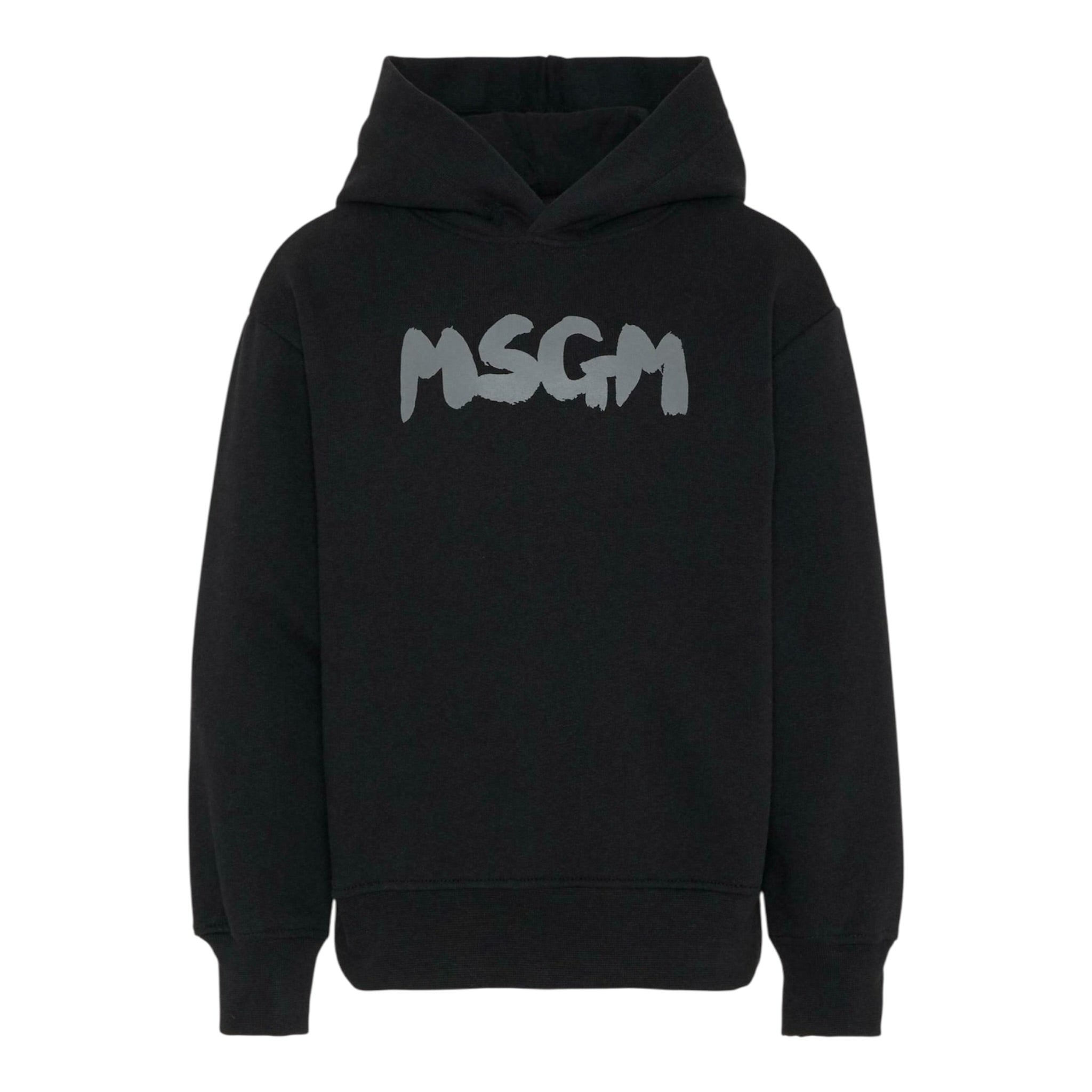 Msgm Felpa tinta unita con Cappuccio E Stampa Nero per Bambina F5MSJUHS021 NERO MSGM 
