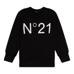 N°21 Felpa Chiusa Girocollo tinta unita con Logo Nero per Bambino N21588 NERO N°21 
