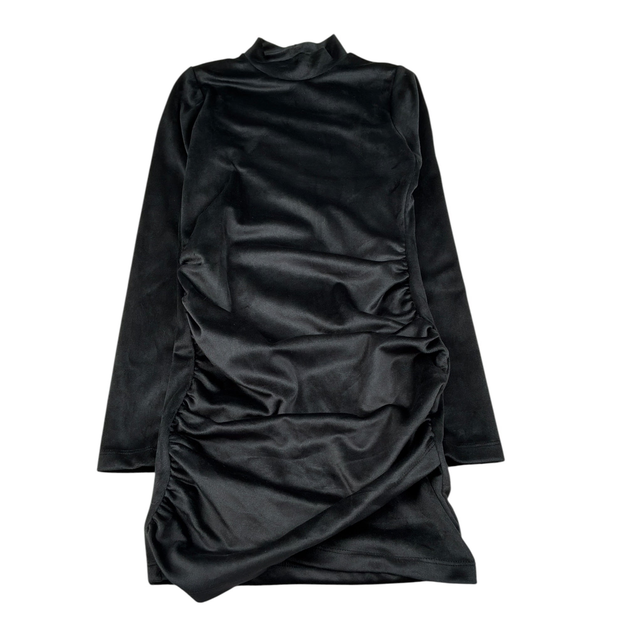 Naida Abito Manica Lunga tinta unita In Velluto Nero per Bambina NAAB355 NERO NAIDA 