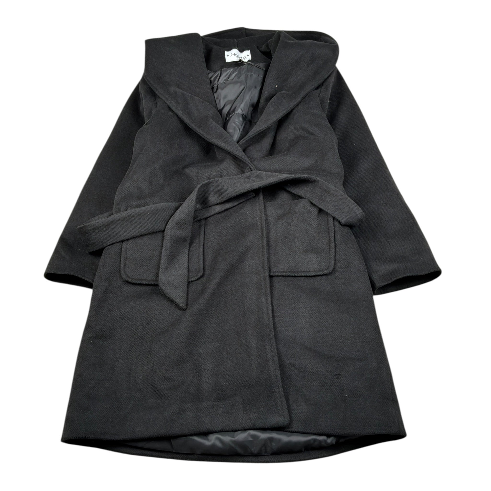Naida Cappotto tinta unita con Cappuccio Nero per Bambina NAGB314 NERO NAIDA 