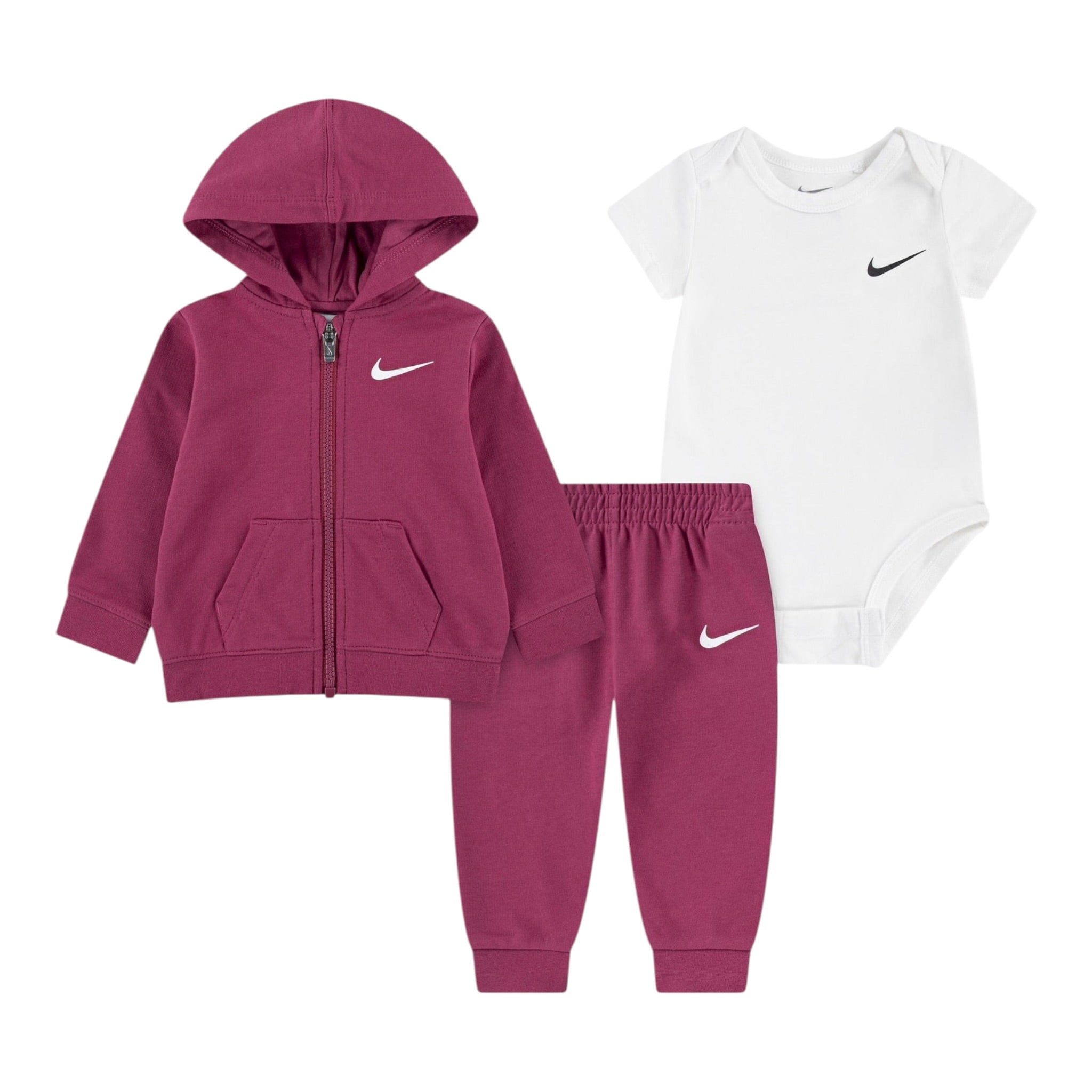 Nike Completo 3 Pezzi Felpa-Pantalone-Body Magenta per Neonata 56L940A MAGENTA NIKE 