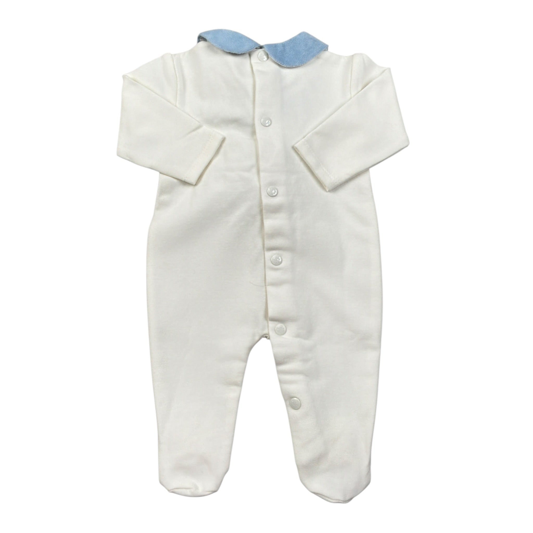 Ninnaoh Tutina tinta unita con Applicazioni Bianco/Azzurro per Neonata 10PR21965 BIANCO/AZZURRO NINNAOH 
