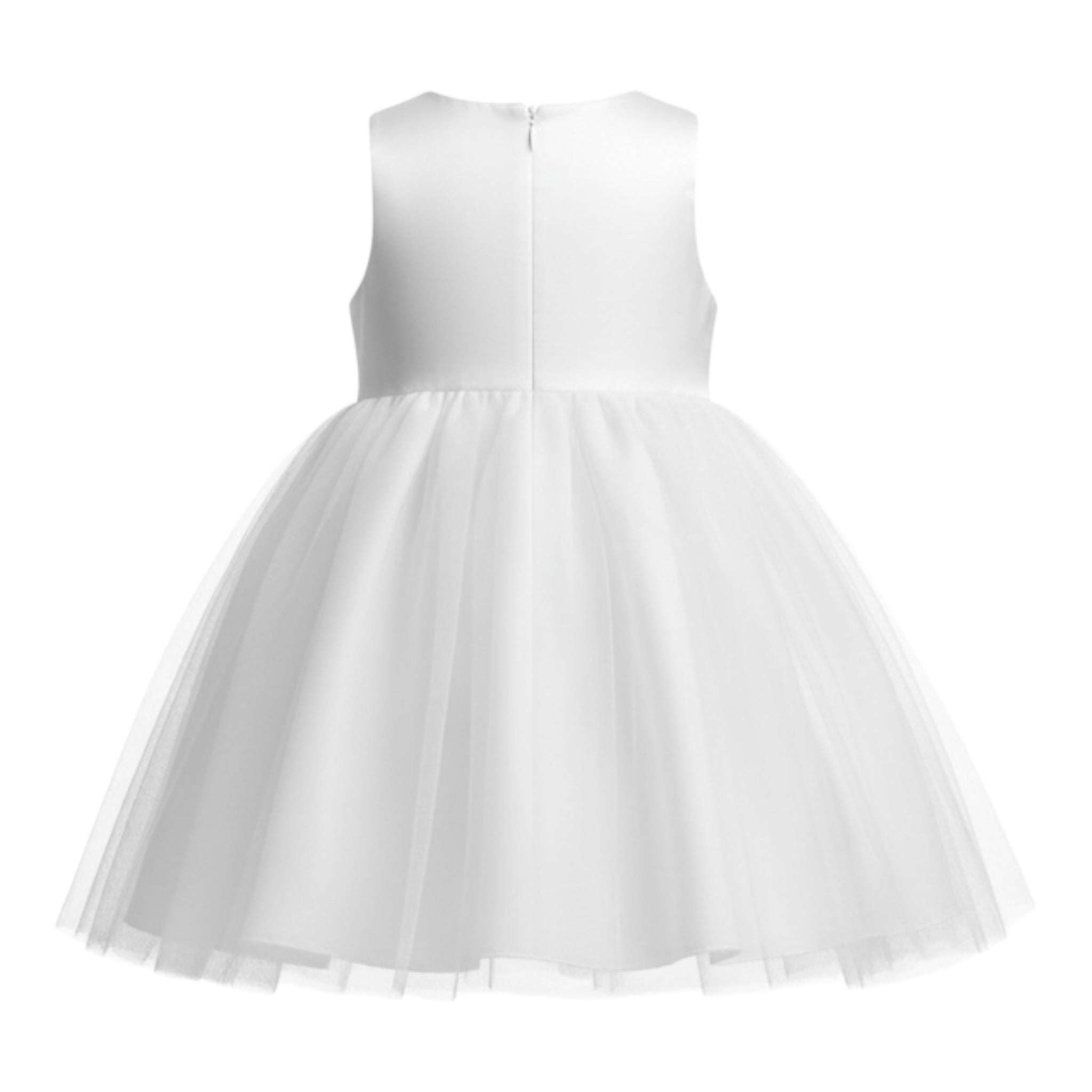 Ninnaoh Abito Cerimonia tinta unita con Tulle-Coprispalle Bianco per Neonata I23AB03 BIANCO NINNAOH 