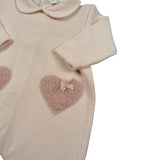 Ninnaoh Tutina tinta unita con Applicazione Rosa per Neonata I25T1X ROSA NINNAOH 