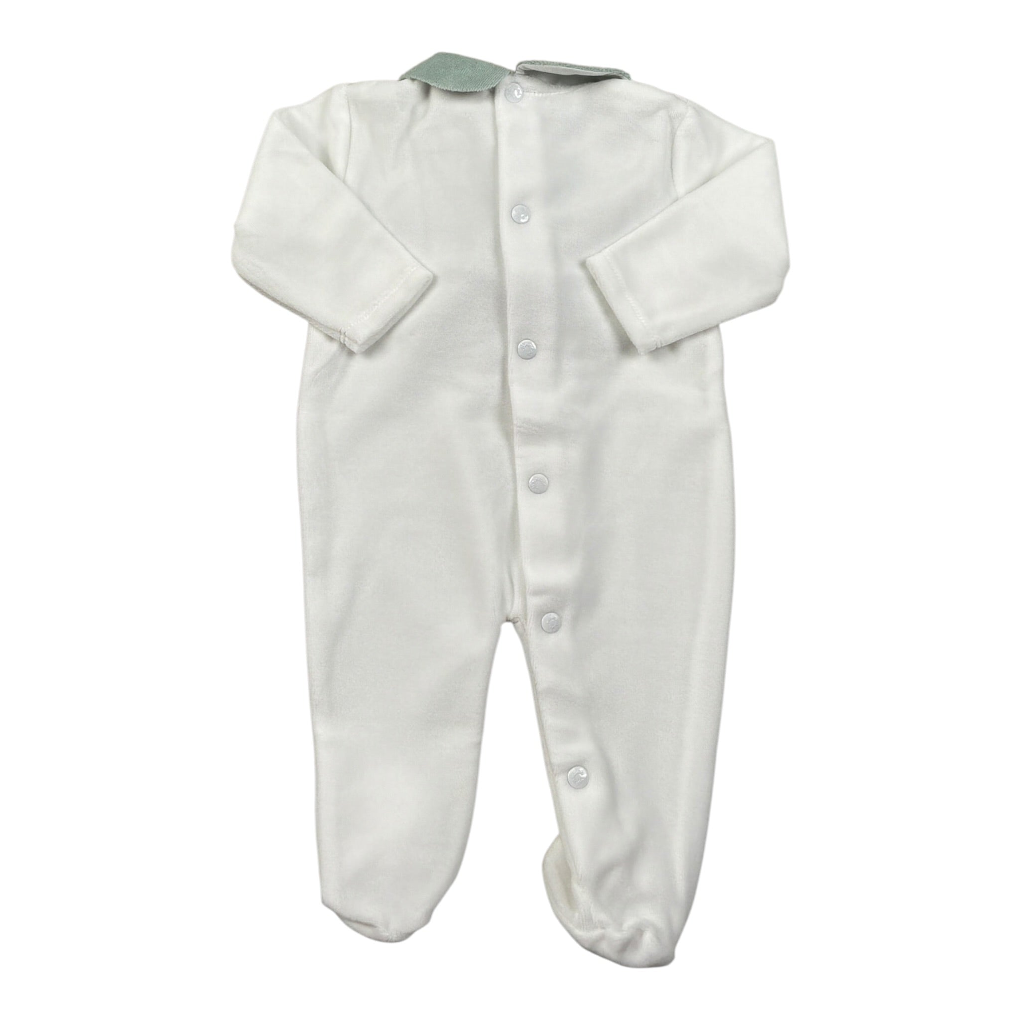 Ninnaoh Tutina tinta unita con Applicazioni In Velluto Bianco/Verde per Neonata PR219662 BIANCO/VERDE NINNAOH 