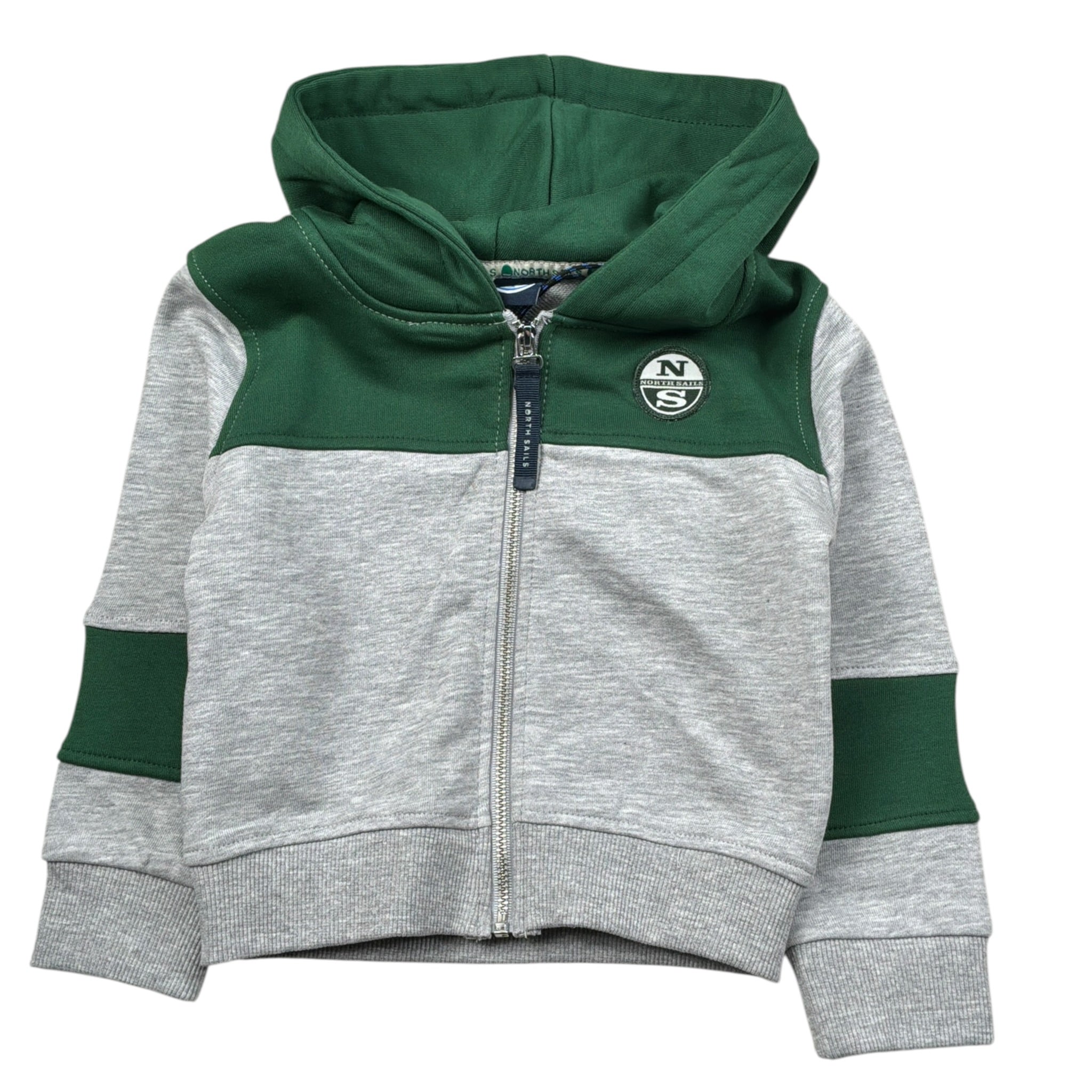 North Sails Felpa Bicolore con Zip E Cappuccio Grigio per Neonato NIA26004FE GRIGIO NORTH SAILS 