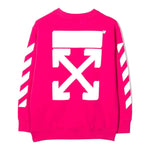 Off-White Felpa Girocollo tinta unita con Stampa Fuxia per Bambina OGBA001F22FLE0013201 FUXIA OFF-WHITE 