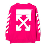 Off-White Felpa Girocollo tinta unita con Stampa Fuxia per Bambina OGBA001F22FLE0013201 FUXIA OFF-WHITE 