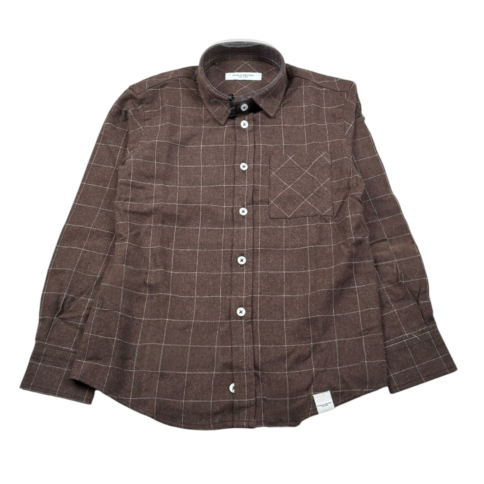Paolo Pecora Camicia Manica Lunga tinta unita Marrone per Bambino PP3813 MARRONE PAOLO PECORA 