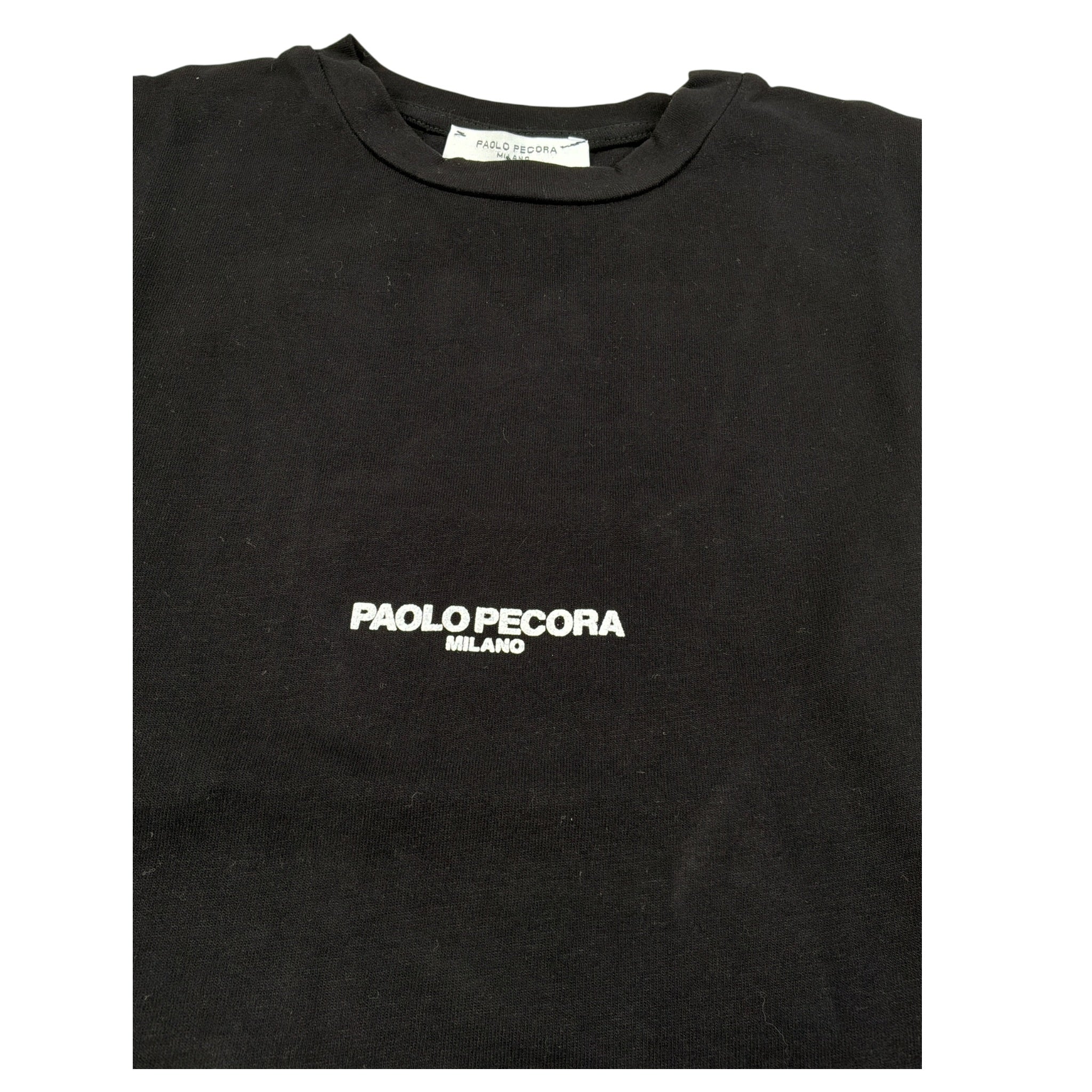 Paolo Pecora Shirt Girocollo tinta unita con Logo Nero per Bambino PP3820 NERO PAOLO PECORA 