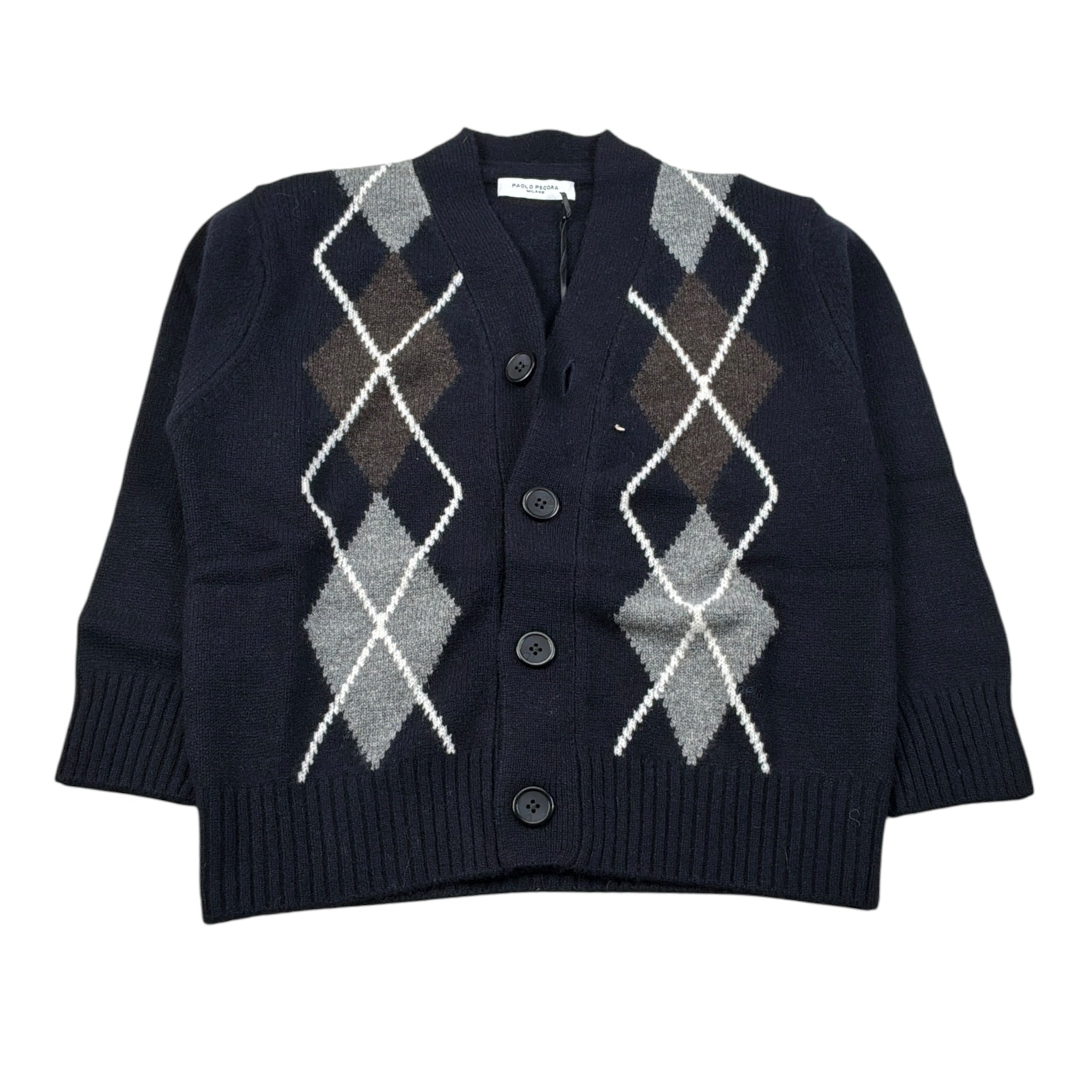 Paolo Pecora Cardigan tinta unita Fantasia Rombi Blu per Bambino PP4088X BLU PAOLO PECORA 