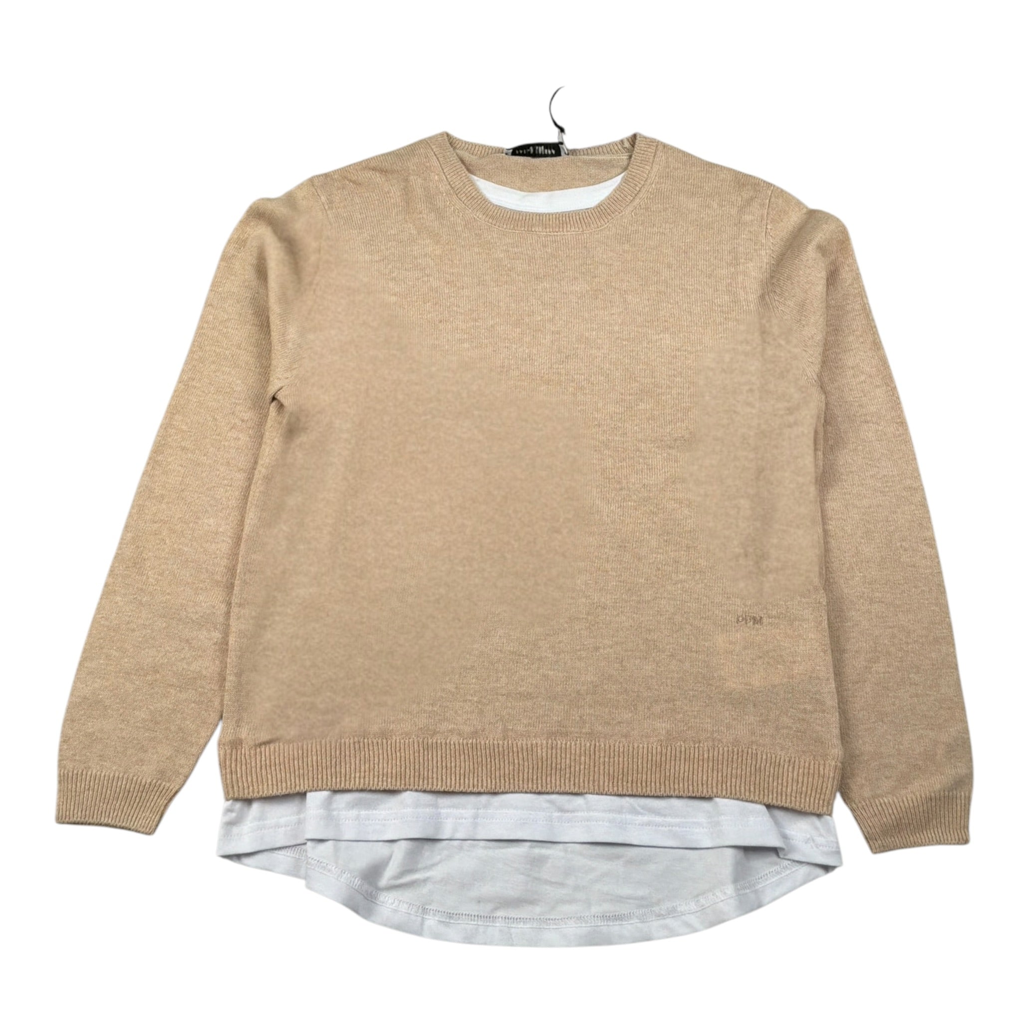 Paolo Pecora Maglia Girocollo tinta unita con Finta Shirt Beige per Bambino PP4095X BEIGE PAOLO PECORA 