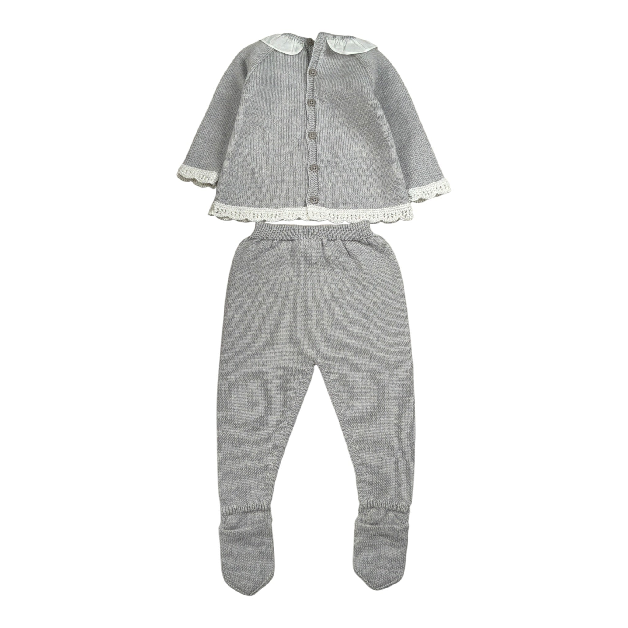 Paz Rodriguez Completo 2Pz Maglia-Ghettina con Colletto Grigio per Neonata 003112013 GRIGIO PAZ RODRIGUEZ 