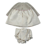 Paz Rodriguez Set Abito-Coulotte con Ricami Beige per Neonata 004123094 BEIGE PAZ RODRIGUEZ 