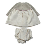 Paz Rodriguez Set Abito-Coulotte con Ricami Beige per Neonata 004123094 BEIGE PAZ RODRIGUEZ 