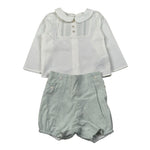 Paz Rodriguez Completo 2 Pezzi Camicia-Culotte Panna/Verde Acqua per Neonato 006152144 PANNA/VERDE ACQUA PAZ RODRIGUEZ 