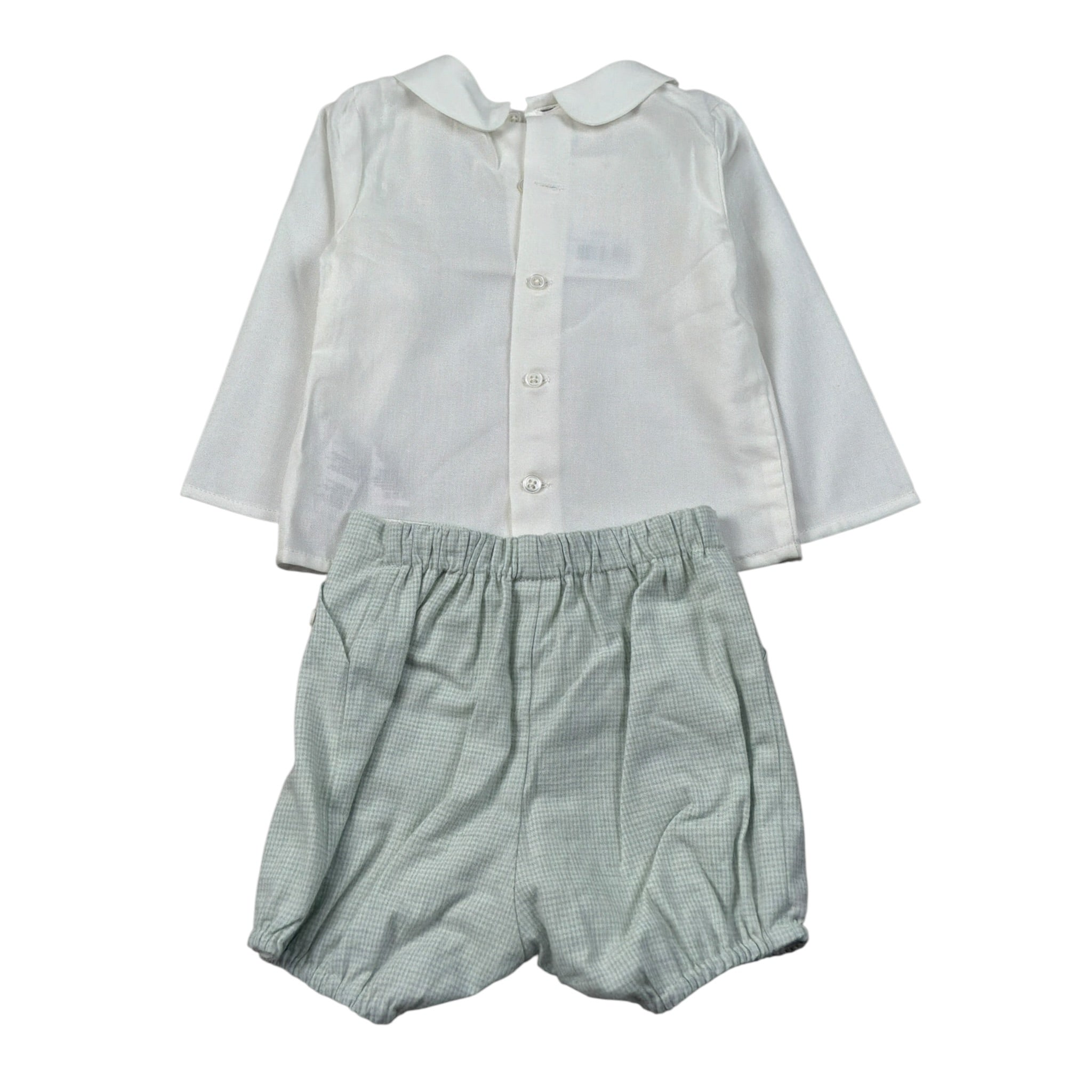 Paz Rodriguez Completo 2 Pezzi Camicia-Culotte Panna/Verde Acqua per Neonato 006152144 PANNA/VERDE ACQUA PAZ RODRIGUEZ 
