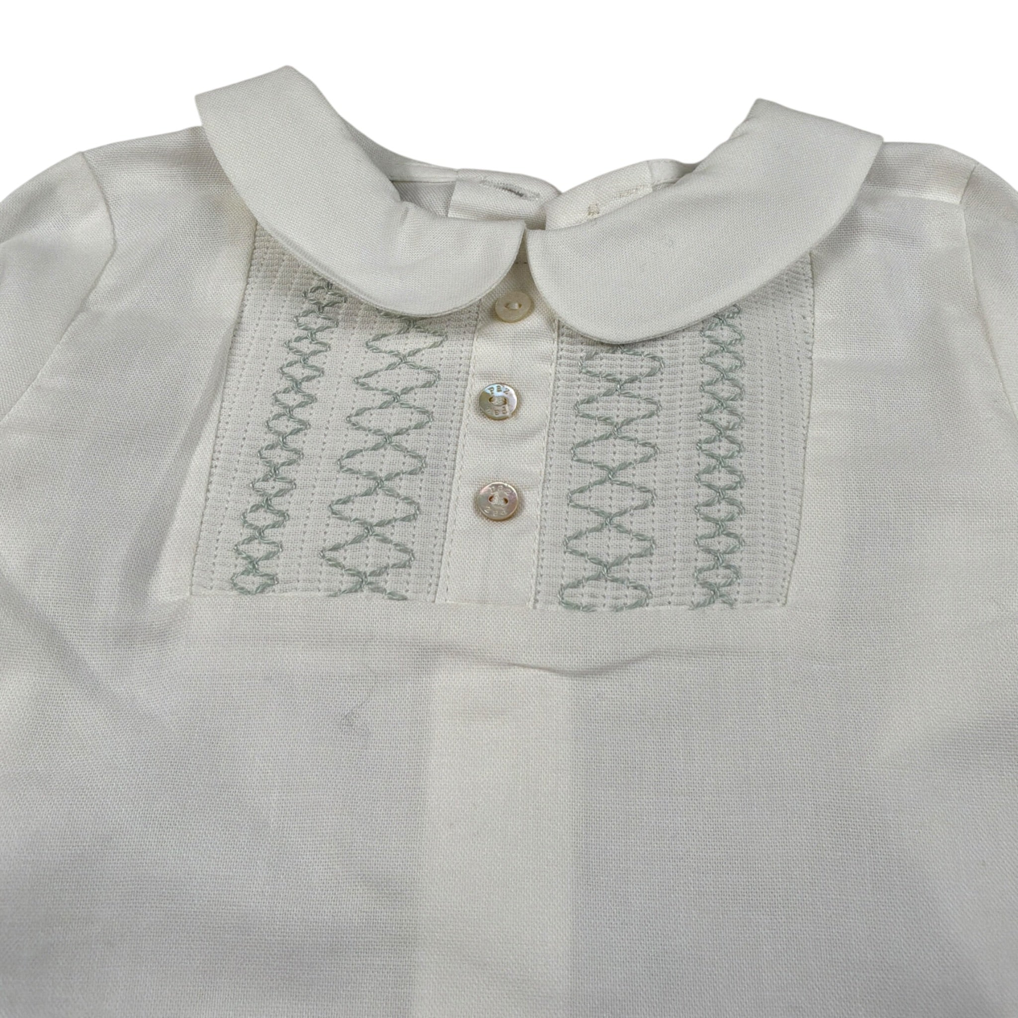 Paz Rodriguez Completo 2 Pezzi Camicia-Culotte Panna/Verde Acqua per Neonato 006152144 PANNA/VERDE ACQUA PAZ RODRIGUEZ 