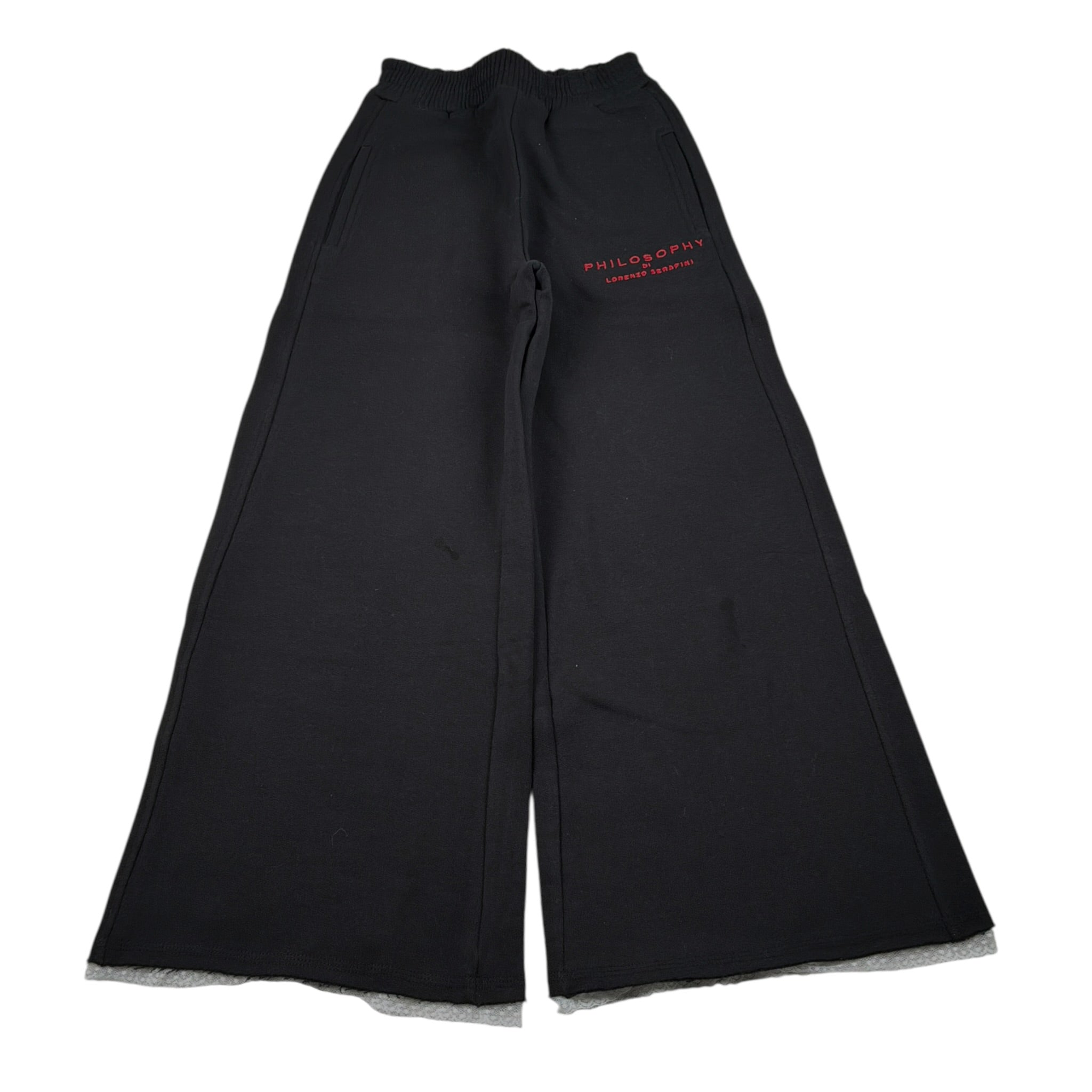 Philosophy Pantalone Palazzo tinta unita con Logo Nero per Bambina I9F401 NERO PHILOSOPHY 