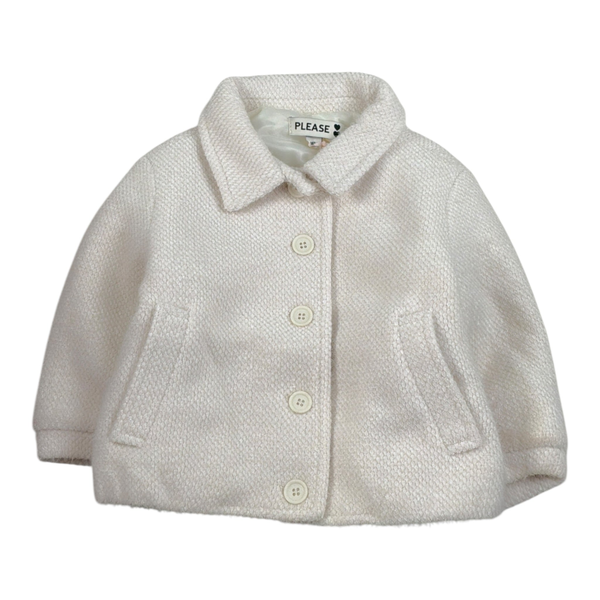 Please Giubbino tinta unita con Colletto Crema per Neonata JB60120G77 CREMA PLEASE 